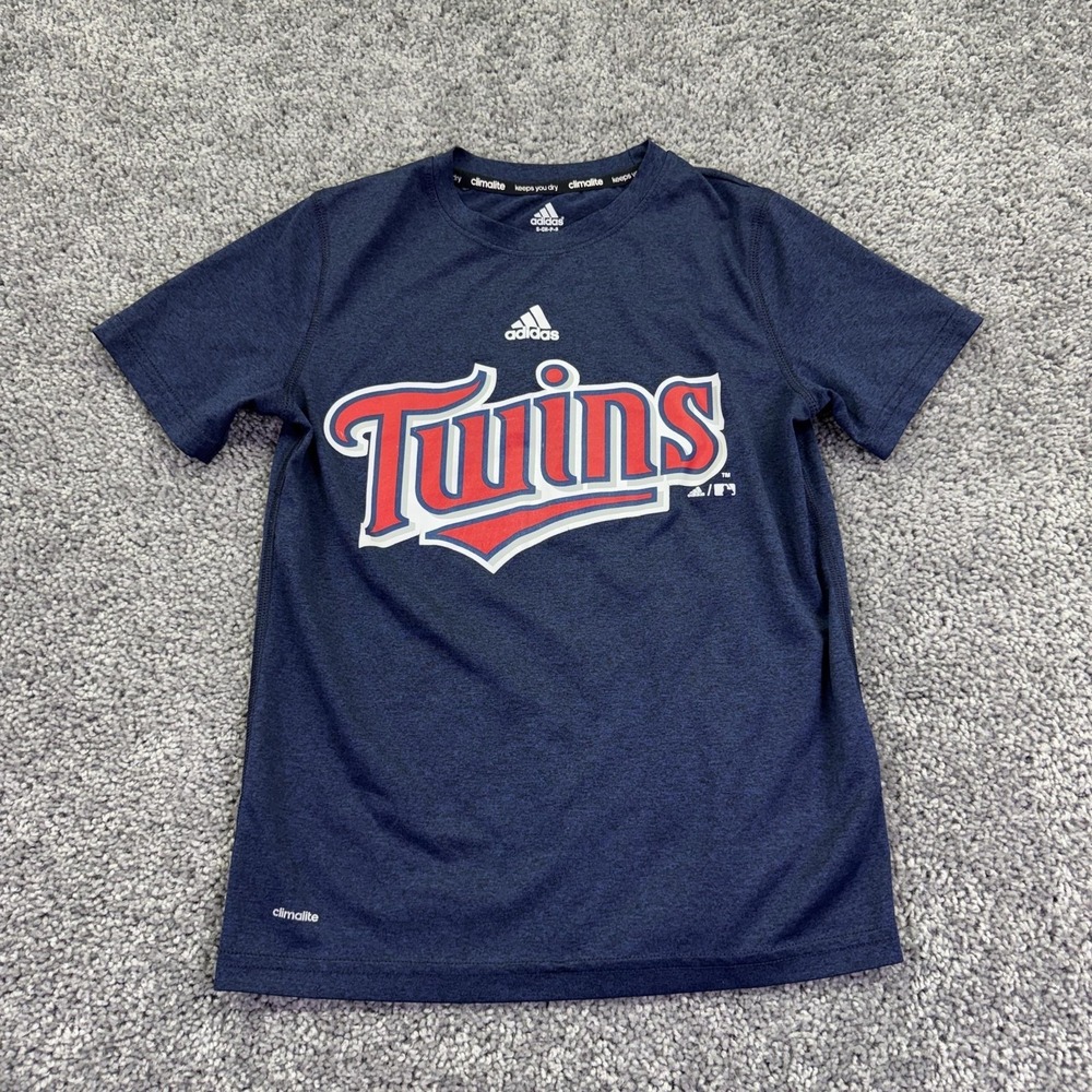 Minnesota Twins Shirt Boys Small Blue MLB Baseball Adidas Climalite Tee Top